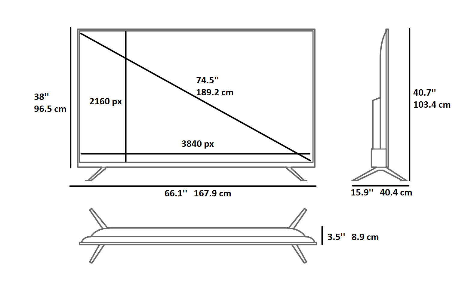 75-Inch TV dimensions