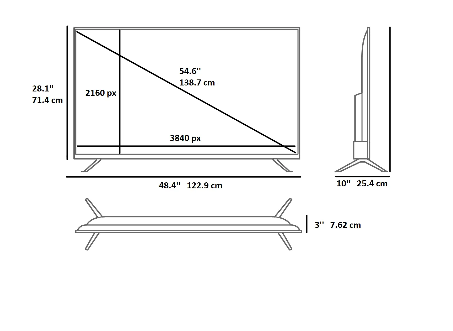 Telegraaf emulsie uniek 55 inch TV dimensions specs, inch, dimensions