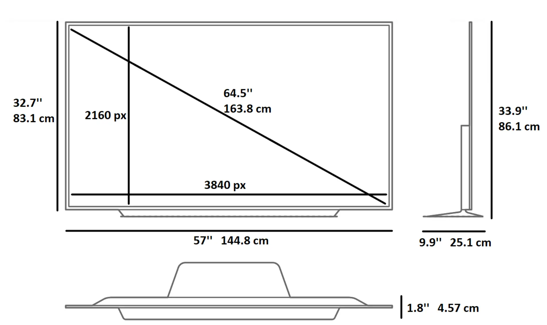 65-Inch TV dimensions